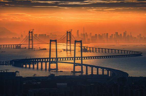 Hong Kong–Zhuhai–Macao Bridge at Sunrise