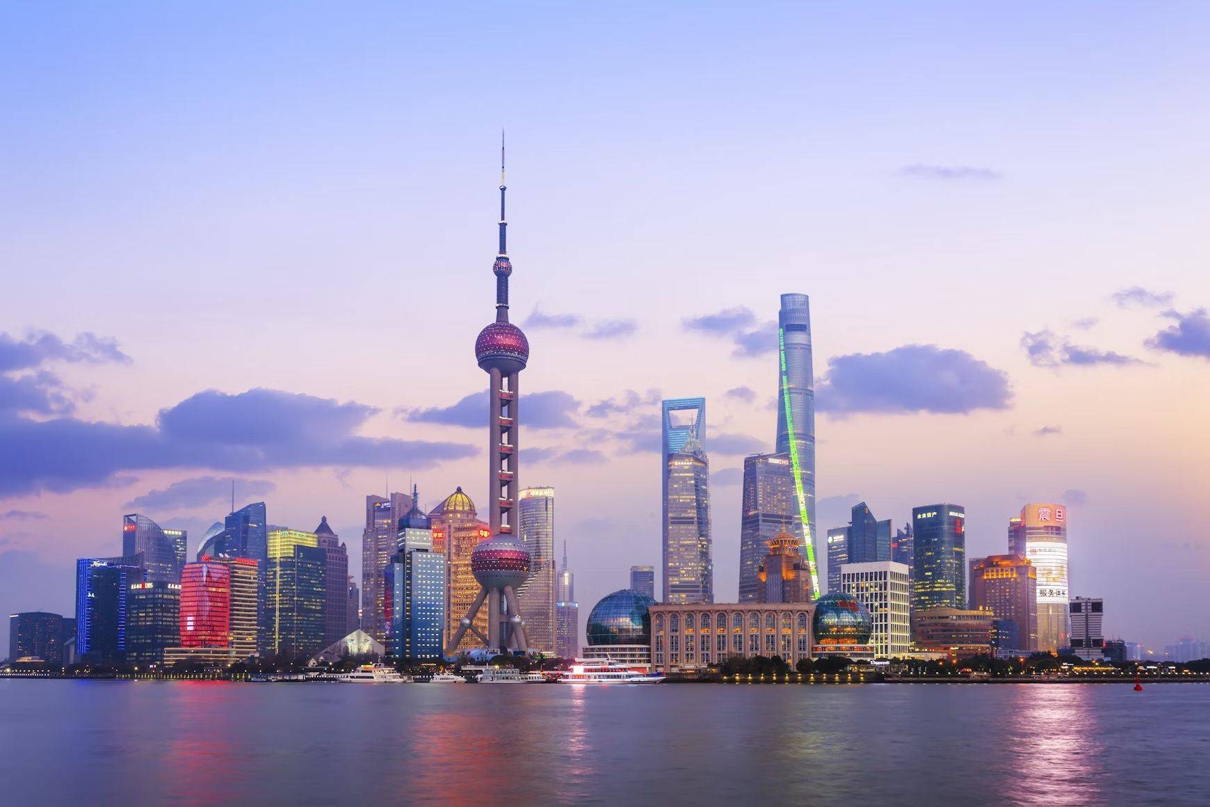 Shanghai skyline featuring the Oriental Pearl Tower and Lujiazui financial district